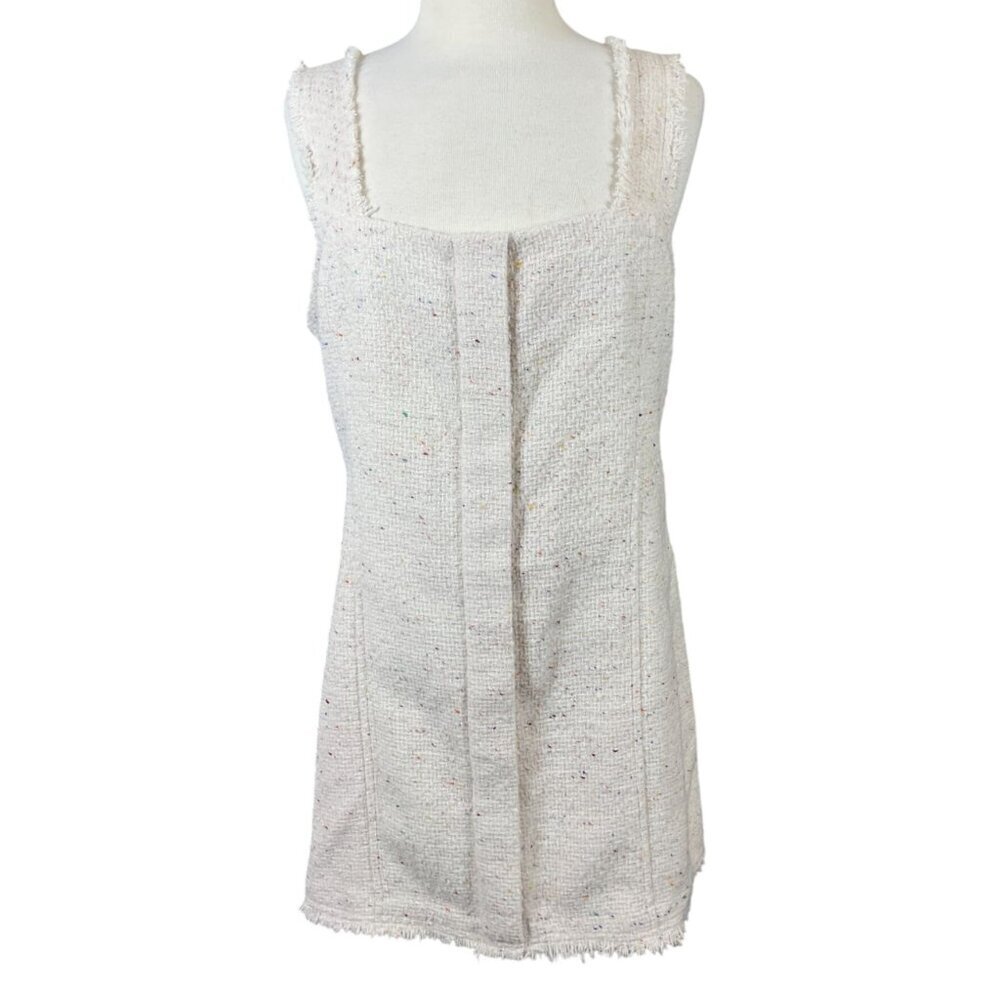 House of Harlow 1960 x Revolve Ivory Donegal Tweed Square Neck Mini Jumper Large - Picture 1 of 10